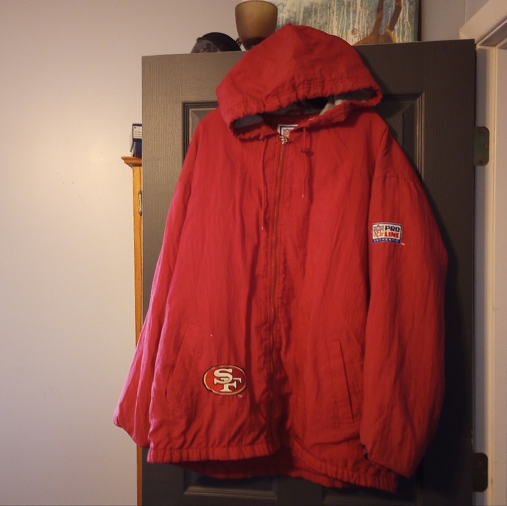Authentic Starter jacket pro line NFL San Francisco 49ers Y2K 90s coat Red Gold - Picture 7 of 7
